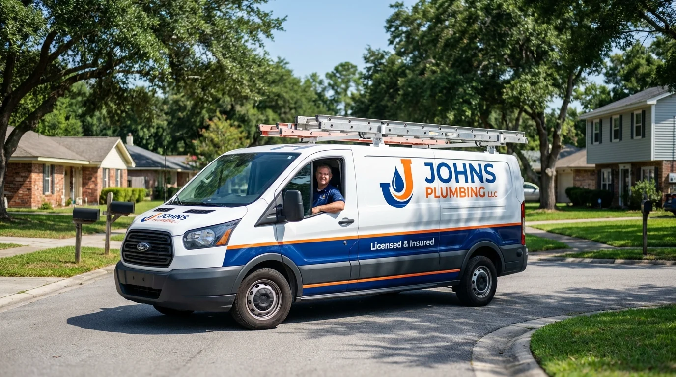 Johns Plumbing LLC service van in Rio Grande City, TX