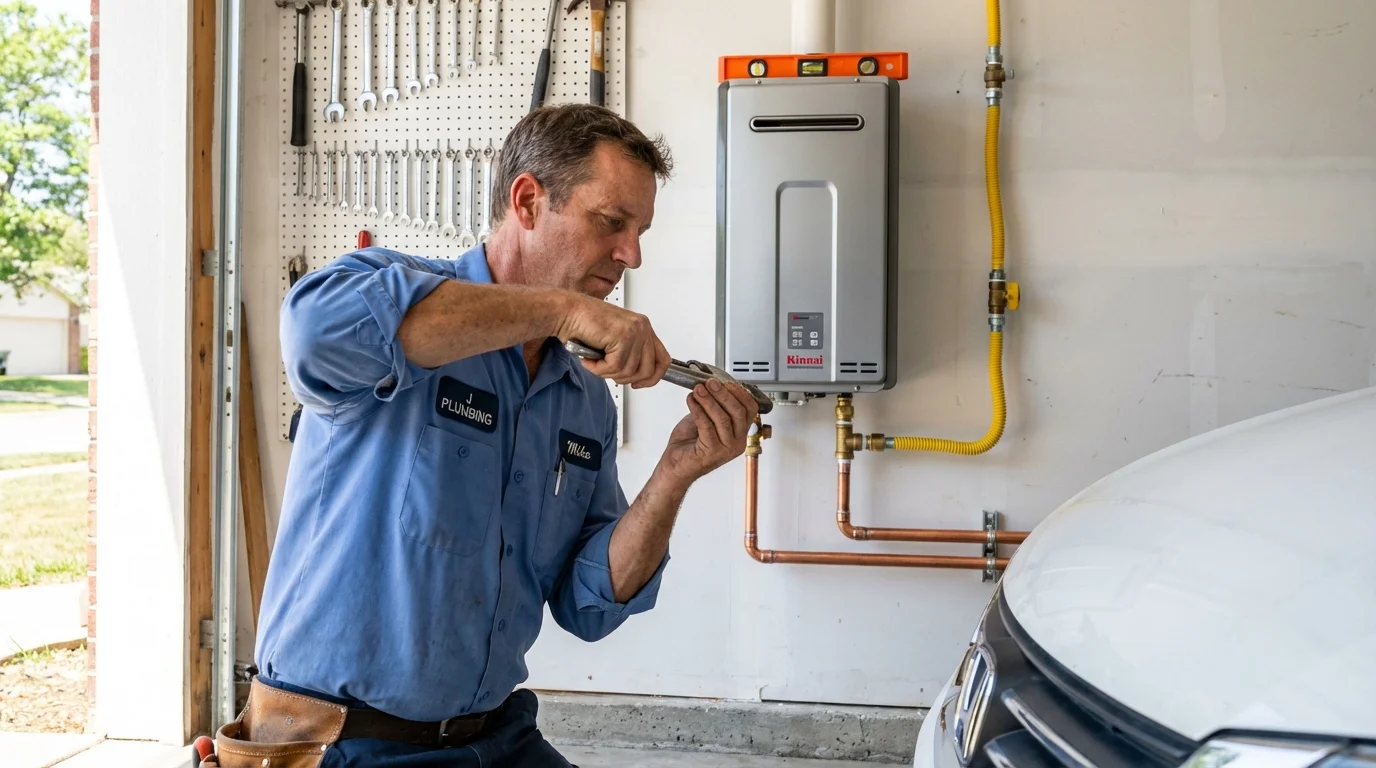 Tankless water heater installation by a Johns Plumbing LLC plumber in Rio Grande City